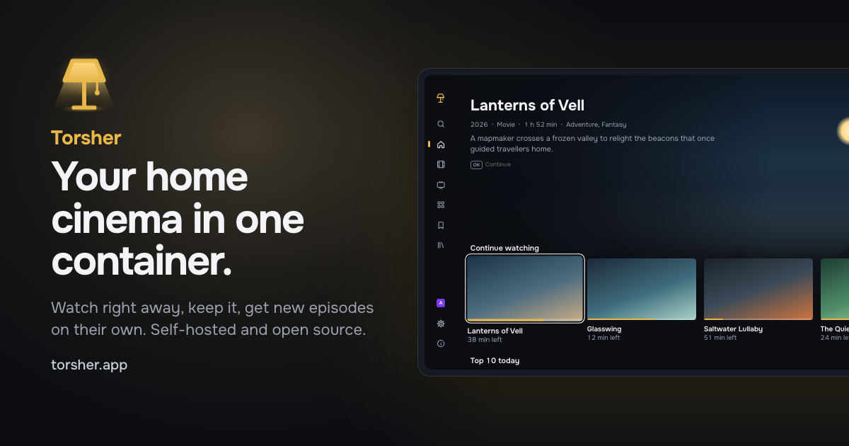Torsher: one Docker container instead of five media apps, with its own LG TV app